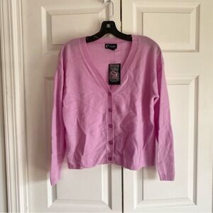 C‎ by Bloomingdale's Cashmere V-Neck Cardigan Sweater Pink Rose Quartz XL